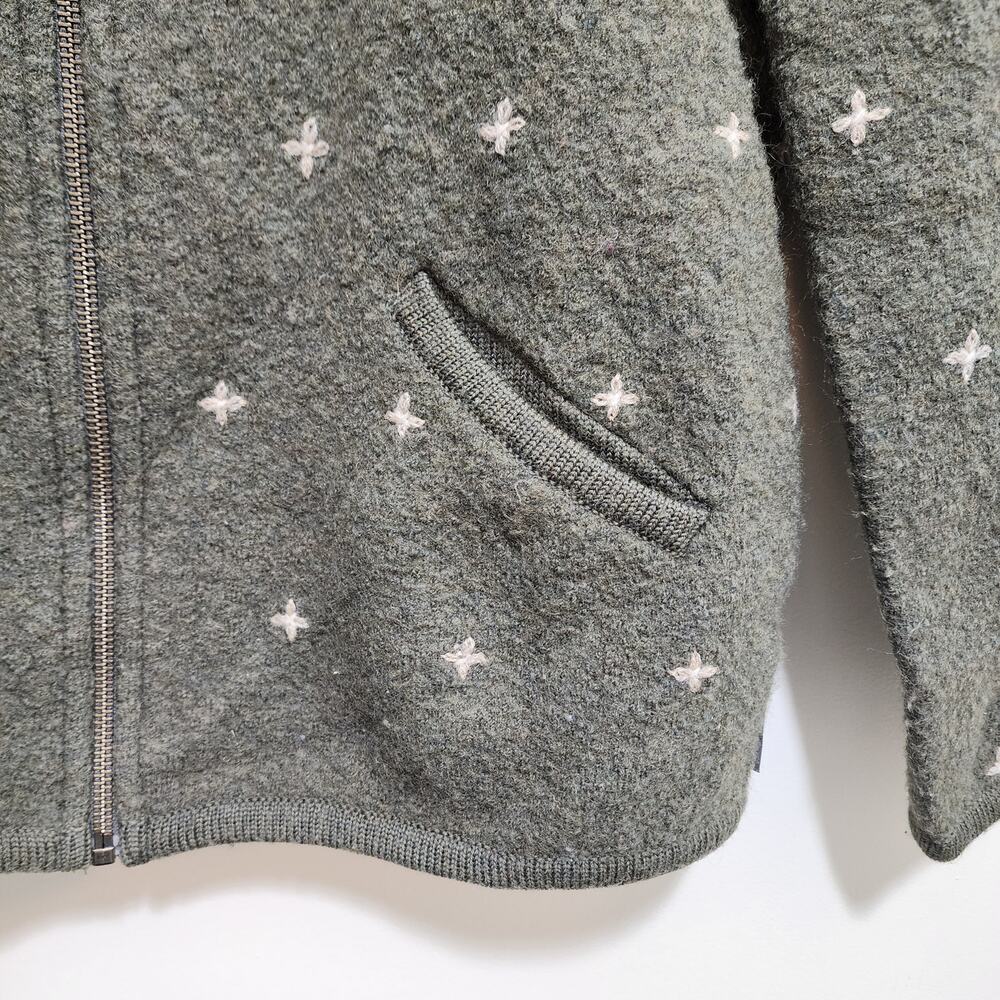 Vintage Woolrich 100% wool zip front embroidered hooded sweater woman's size Med - Picture 5 of 11